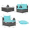 Costway 7PCS Patio Rattan Furniture Set Sectional Sofa Cushioned Turquoise